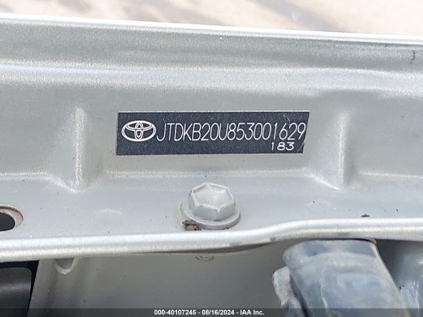 2005 Toyota Prius VIN: JTDKB20U853001629 Lot: 40107245