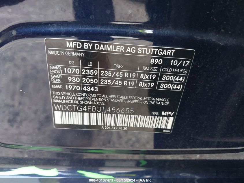 2018 MERCEDES-BENZ GLA 250 - WDCTG4EB3JJ456655