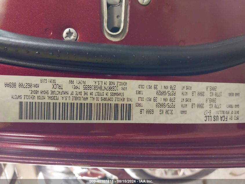 2017 RAM 1500 LARAMIE  4X4 5'7 BOX - 1C6RR7NT8HS816695