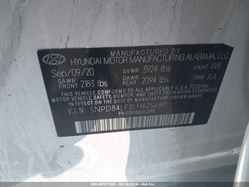 2020 HYUNDAI ELANTRA VALUE EDITION - 5NPD84LF3LH625680