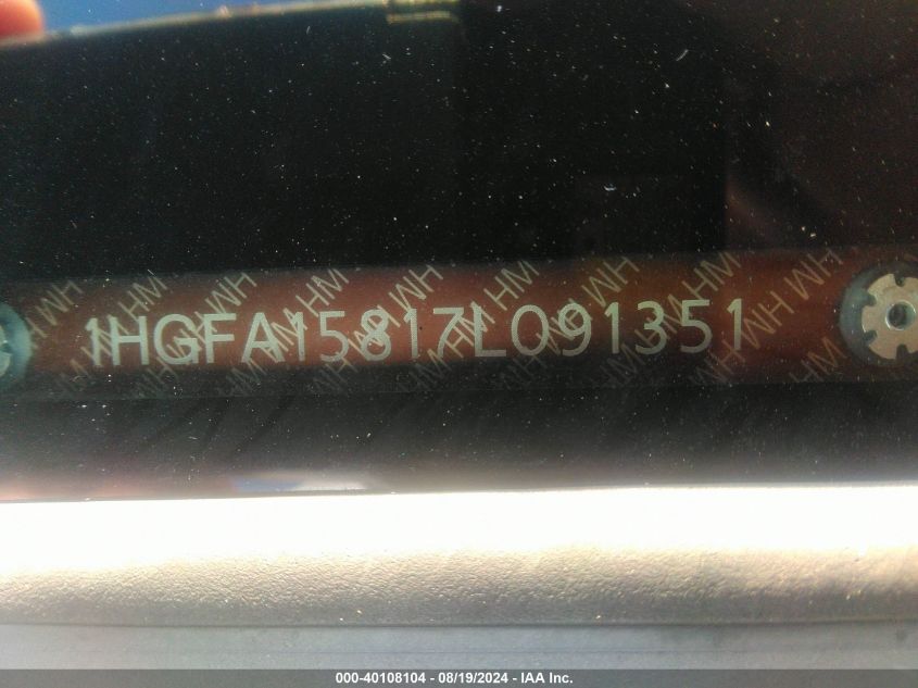 2007 Honda Civic Ex VIN: 1HGFA15817L091351 Lot: 40108104