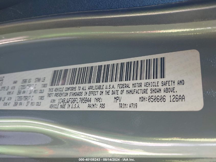 2015 Jeep Wrangler Unlimited Rubicon VIN: 1C4BJWFG8FL705844 Lot: 40108243