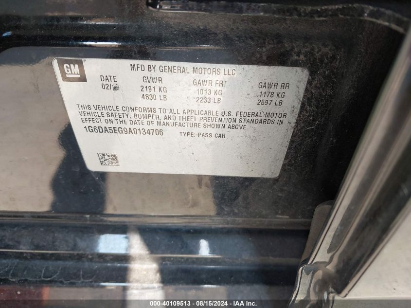 2010 Cadillac Cts Standard VIN: 1G6DA5EG9A0134706 Lot: 40109513