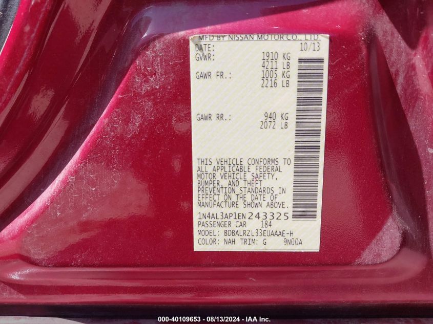 1N4AL3AP1EN243325 2014 Nissan Altima 2.5 S