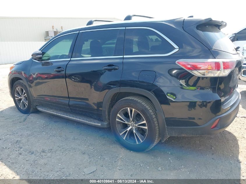 2016 Toyota Highlander Xle V6 VIN: 5TDKKRFH8GS133780 Lot: 40109841