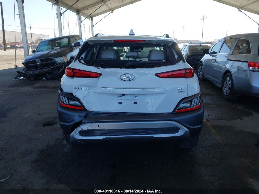 2022 Hyundai Kona Limited VIN: KM8K5CA34NU811736 Lot: 40110316