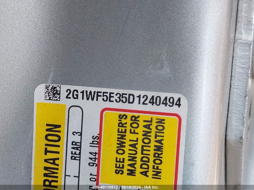 2G1WF5E35D1240494 2013 Chevrolet Impala Ls