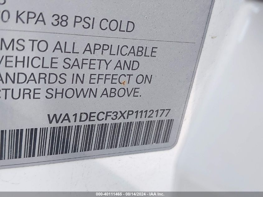 2023 Audi Q3 Premium 45 Tfsi S Line Quattro Tiptronic VIN: WA1DECF3XP1112177 Lot: 40111465