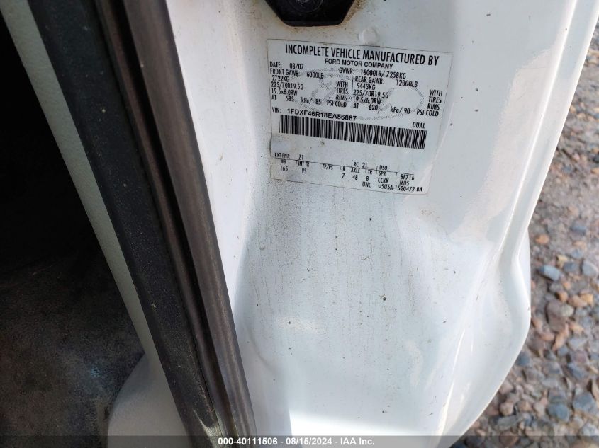 2008 Ford F-450 Chassis VIN: 1FDXF46R18EA56887 Lot: 40111506