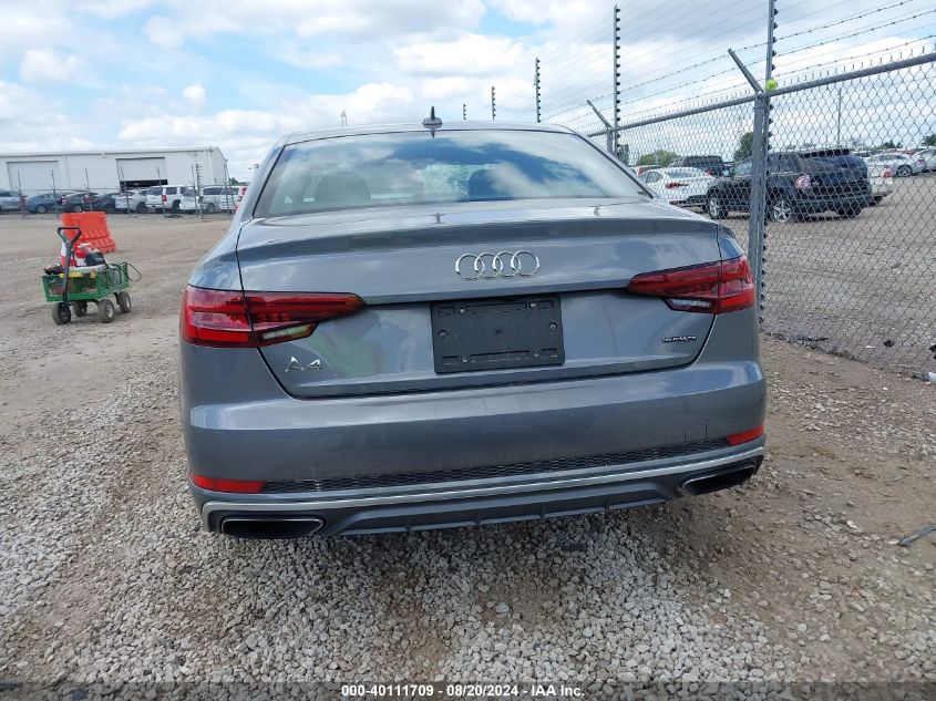 2019 Audi A4 45 Premium VIN: WAUDNAF49KA116276 Lot: 40111709