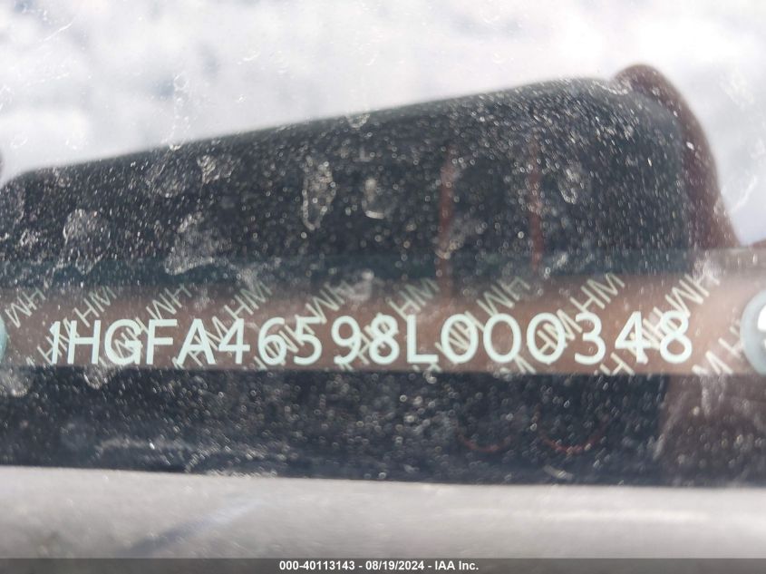 2008 Honda Civic Gx VIN: 1HGFA46598L000348 Lot: 40113143