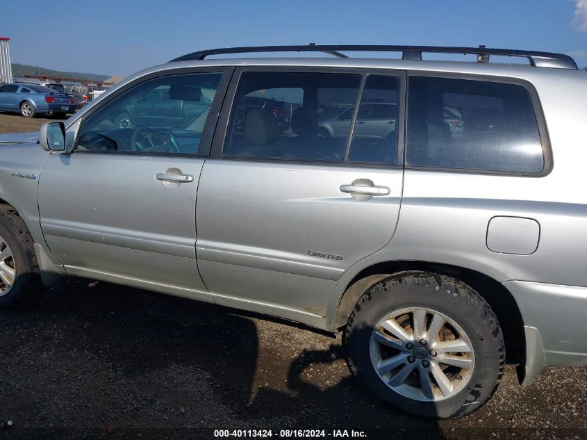 2006 Toyota Highlander Hybrid Limited V6 VIN: JTEEW21A260019628 Lot: 40113424