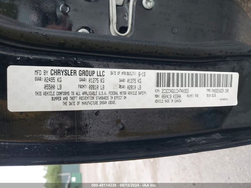 2013 Chrysler 300 300S VIN: 2C3CCAGG1DH740353 Lot: 40114238