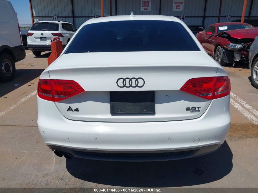 2012 Audi A4 2.0T Premium VIN: WAUFFAFL0CA055754 Lot: 40114455