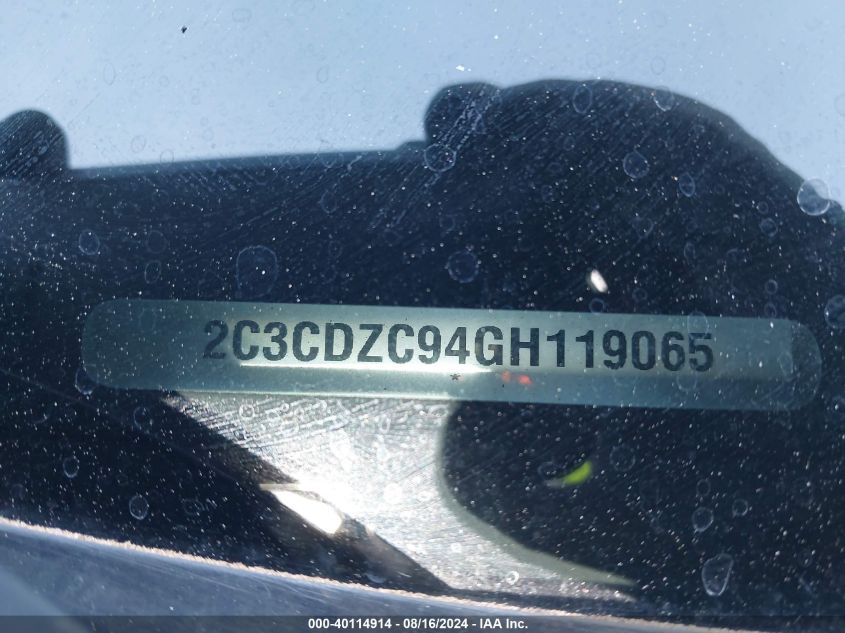 2016 Dodge Challenger Srt Hellcat VIN: 2C3CDZC94GH119065 Lot: 40114914