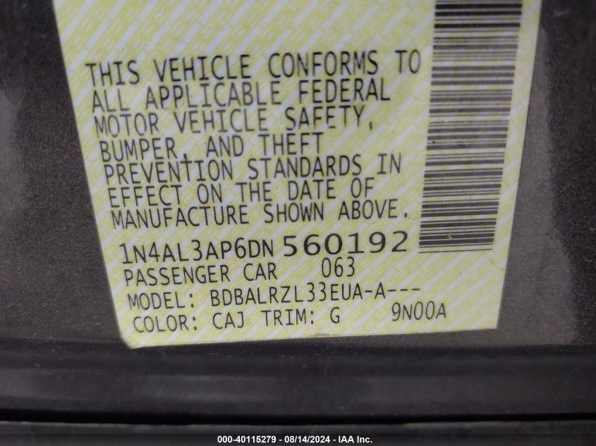 1N4AL3AP6DN560192 2013 Nissan Altima 2.5 S