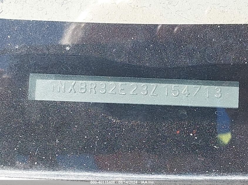 2003 Toyota Corolla Le VIN: 1NXBR32E23Z154713 Lot: 40115408