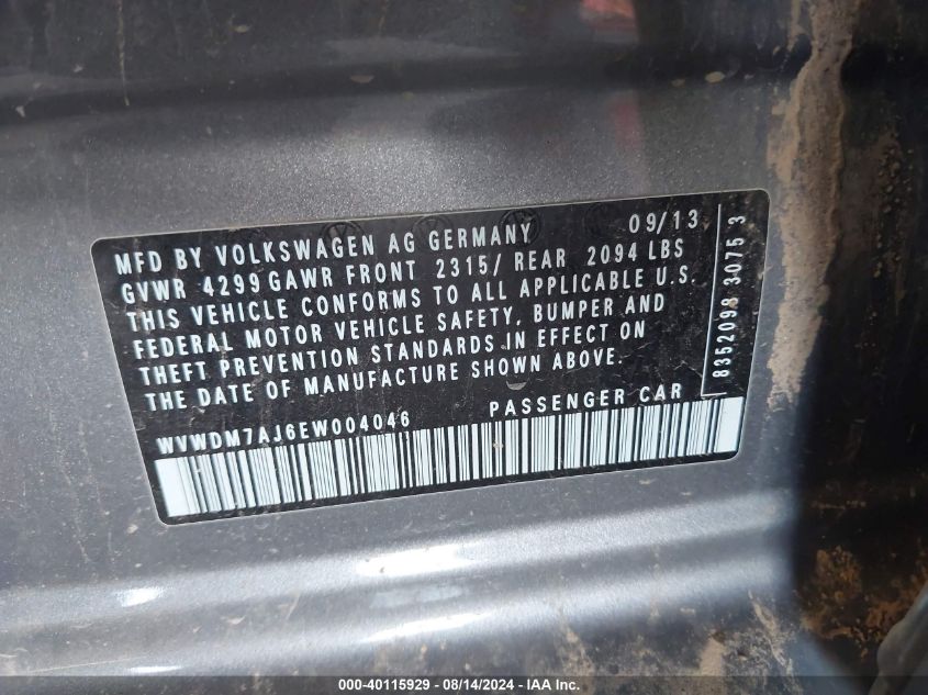 WVWDM7AJ6EW004046 2014 Volkswagen Golf 2.0L Tdi