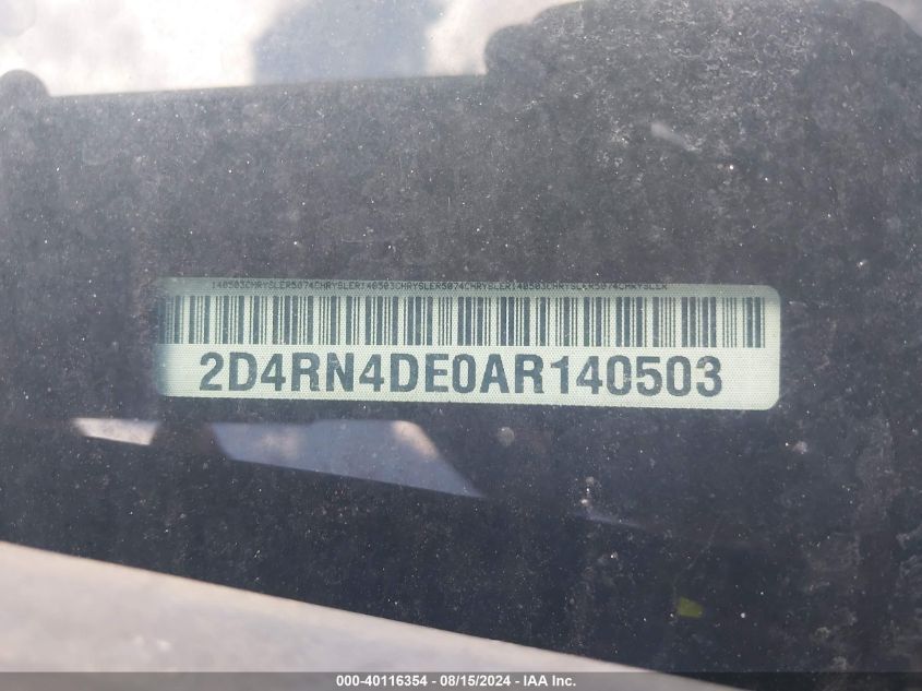 2010 Dodge Grand Caravan Se VIN: 2D4RN4DE0AR140503 Lot: 40116354