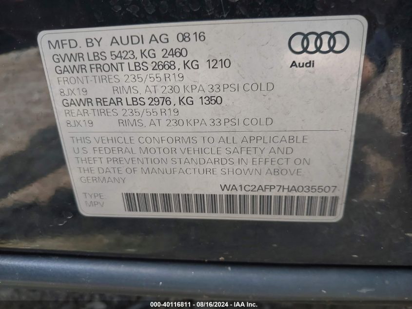 WA1C2AFP7HA035507 2017 Audi Q5 2.0T Premium