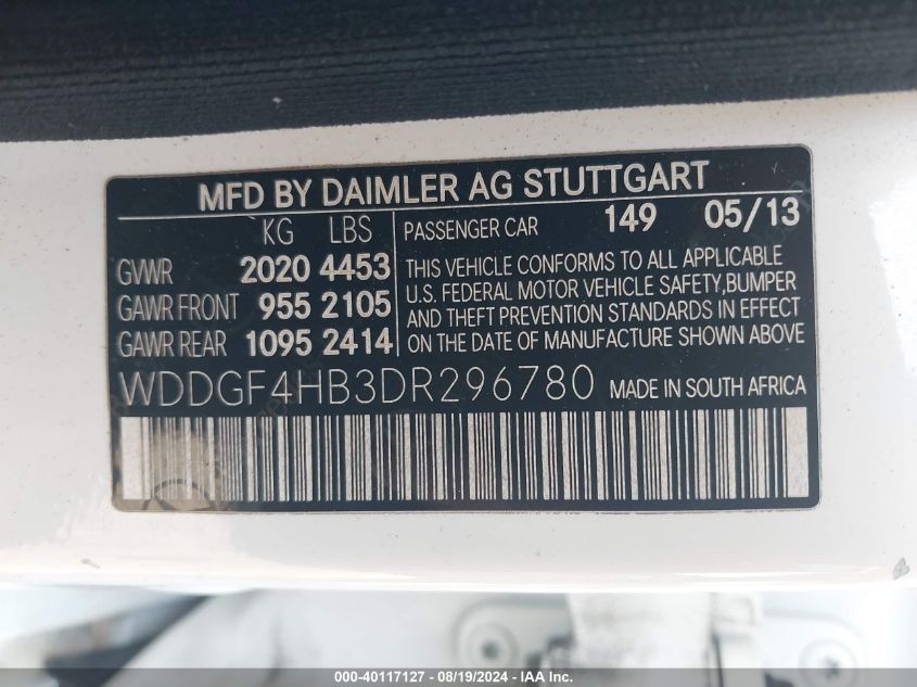 WDDGF4HB3DR296780 2013 Mercedes-Benz C 250