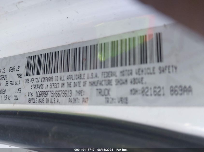 2017 Ram 1500 VIN: 1C6RR6FT5HS679613 Lot: 40117717