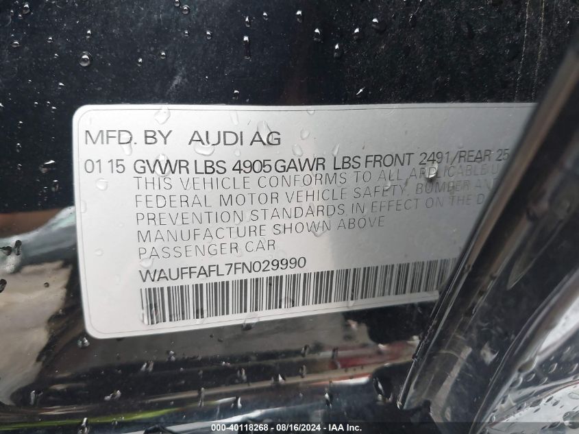 WAUFFAFL7FN029990 2015 Audi A4 2.0T Premium