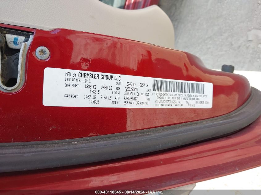 2012 Chrysler Town & Country Touring VIN: 2C4RC1BG7CR186256 Lot: 40118545