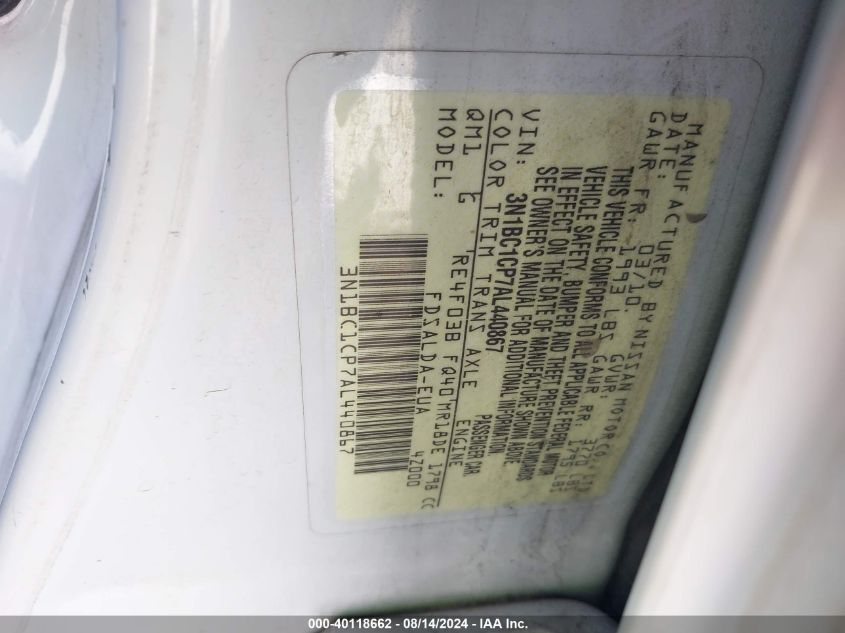 2010 Nissan Versa 1.8S VIN: 3N1BC1CP7AL440867 Lot: 40118662