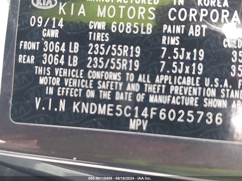 2015 KIA SEDONA SX LUXURY - KNDME5C14F6025736