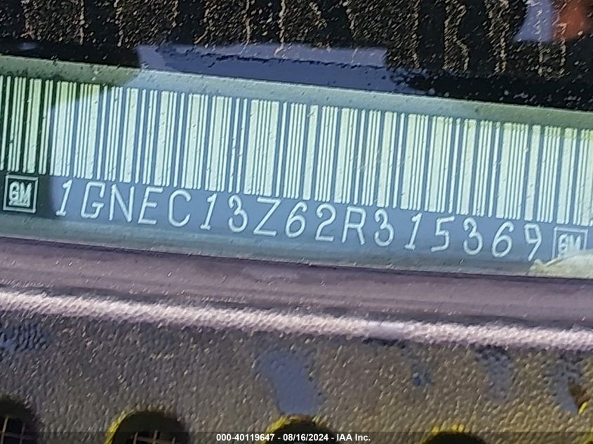 2002 Chevrolet Tahoe C1500 VIN: 1GNEC13Z62R315369 Lot: 40119647