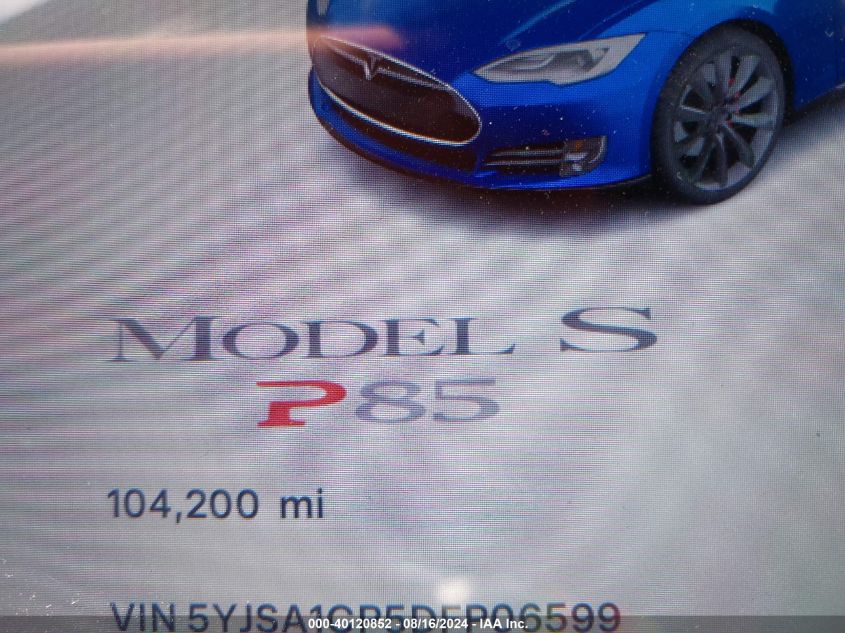 2013 Tesla Model S Performance VIN: 5YJSA1CP5DFP06599 Lot: 40120852