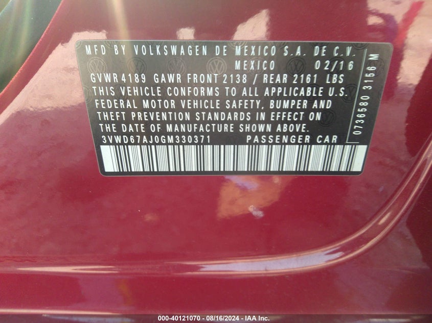 2016 VOLKSWAGEN JETTA 1.4T SE - 3VWD67AJ0GM330371