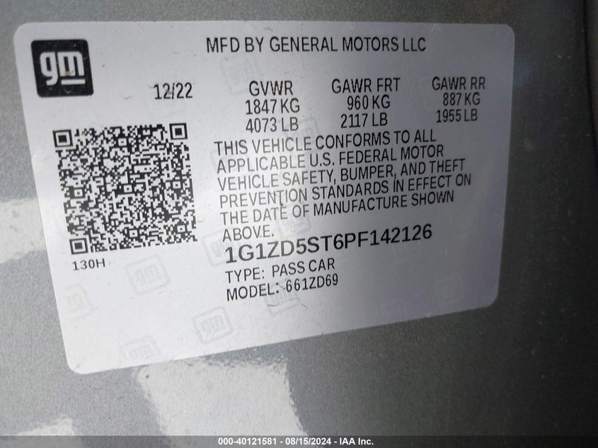 2023 CHEVROLET MALIBU FWD 1LT - 1G1ZD5ST6PF142126