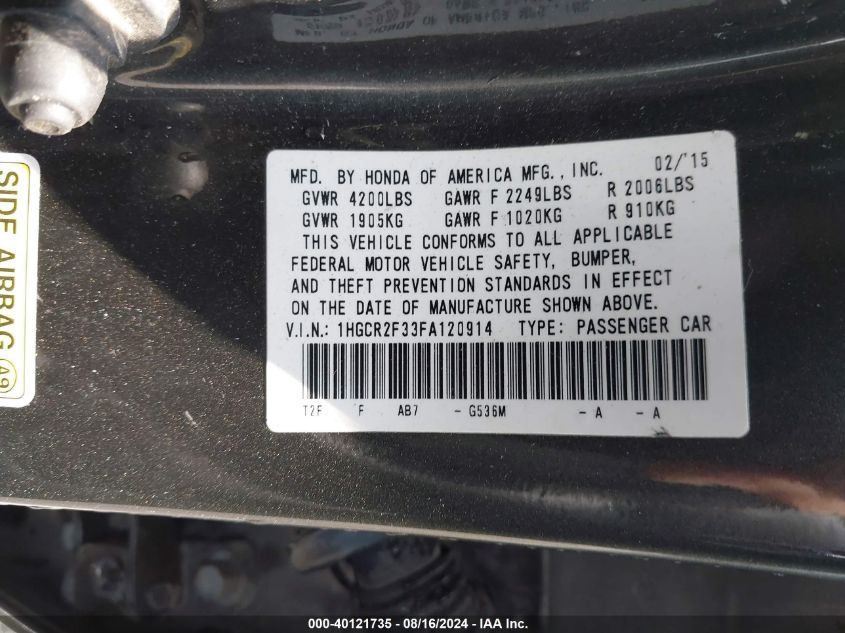 1HGCR2F33FA120914 2015 Honda Accord Lx