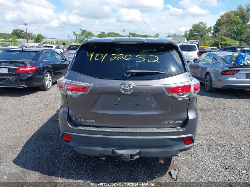 2014 Toyota Highlander Limited V6 VIN: 5TDDKRFH7ES027052 Lot: 40122052
