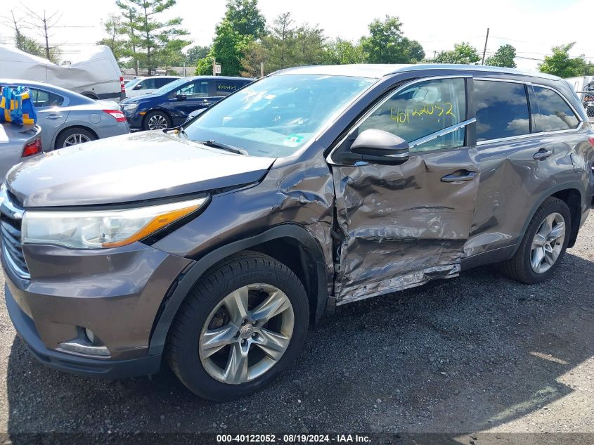 2014 Toyota Highlander Limited V6 VIN: 5TDDKRFH7ES027052 Lot: 40122052