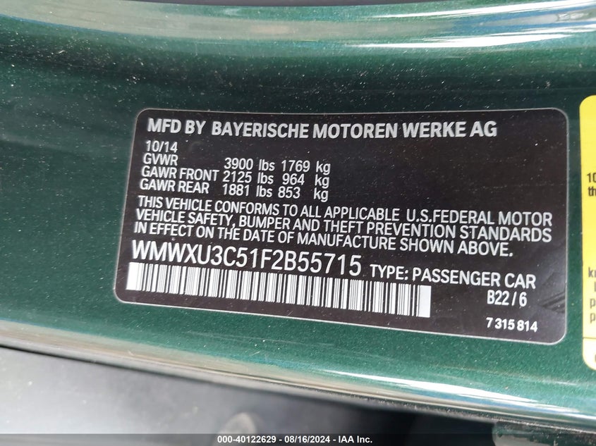 2015 MINI HARDTOP COOPER S - WMWXU3C51F2B55715