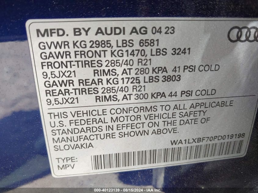 WA1LXBF70PD019198 2023 Audi Q7 Premium Plus 55 Tfsi Quattro Tiptronic