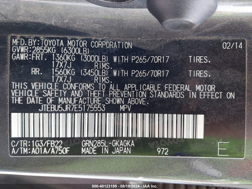 2014 TOYOTA 4RUNNER SR5 - JTEBU5JR7E5175553