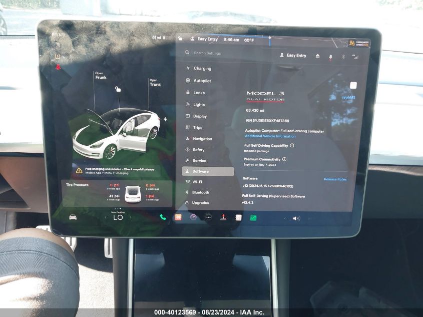 2019 Tesla Model 3 Long Range/Performance VIN: 5YJ3E1EBXKF487369 Lot: 40123569