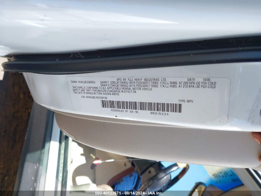 2006 Subaru Outback 3.0R L.l. Bean Edition VIN: 4S4BL86CX64209159 Lot: 40123671