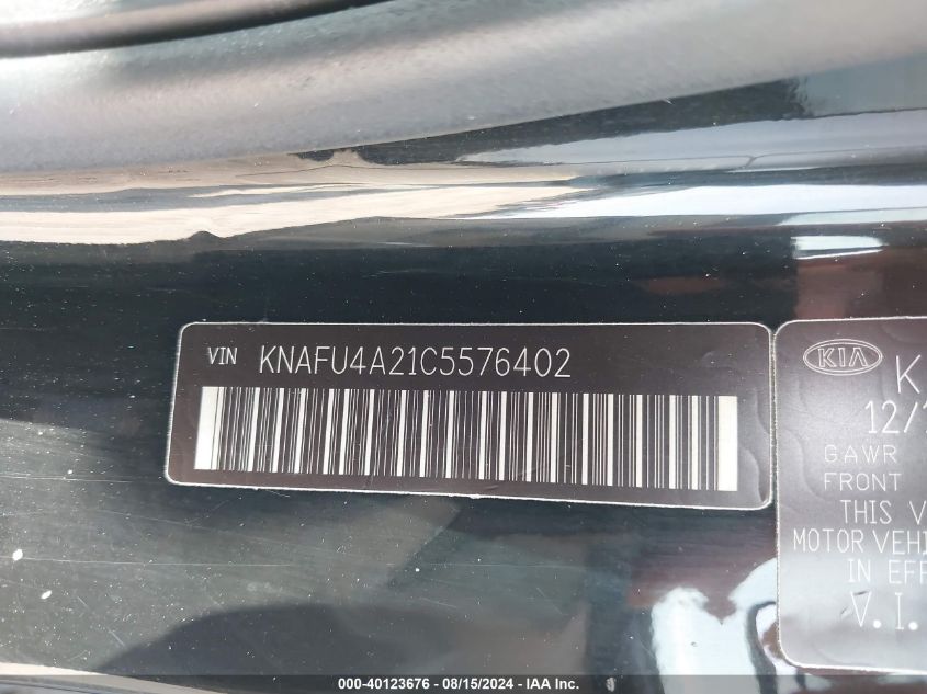 2012 Kia Forte Ex VIN: KNAFU4A21CS576402 Lot: 40123676