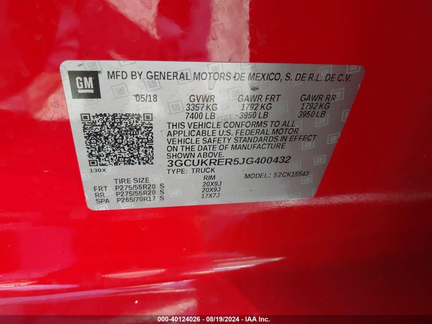 2018 CHEVROLET SILVERADO 1500 1LT - 3GCUKRER5JG400432