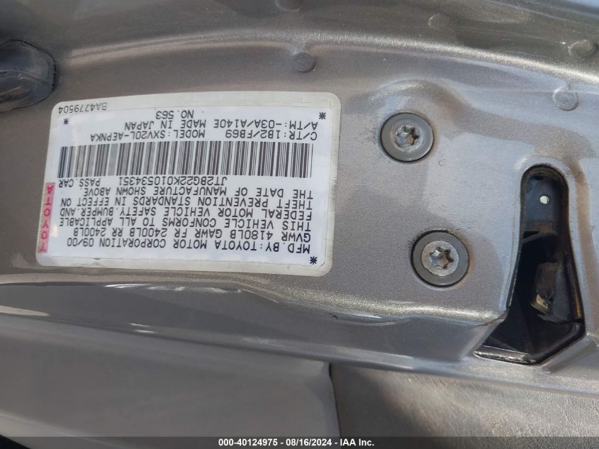 JT2BG22K010534351 2001 Toyota Camry Le