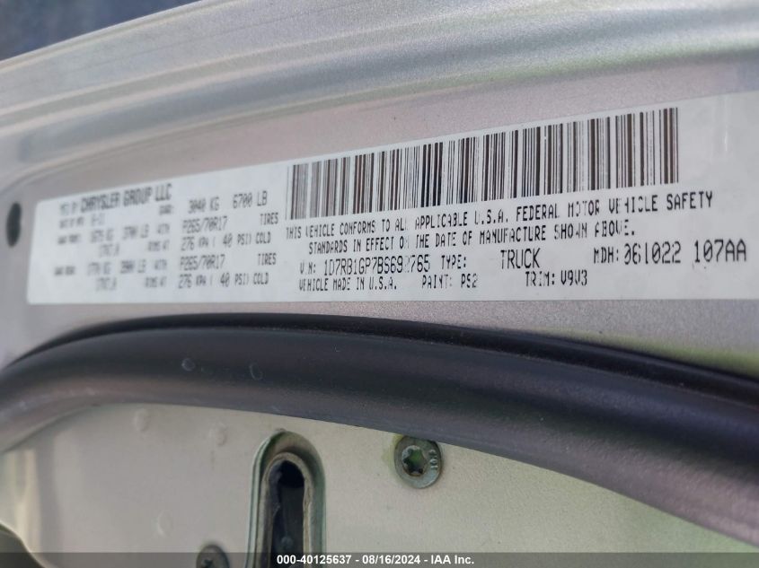 2011 Ram Ram 1500 Slt VIN: 1D7RB1GP7BS692765 Lot: 40125637