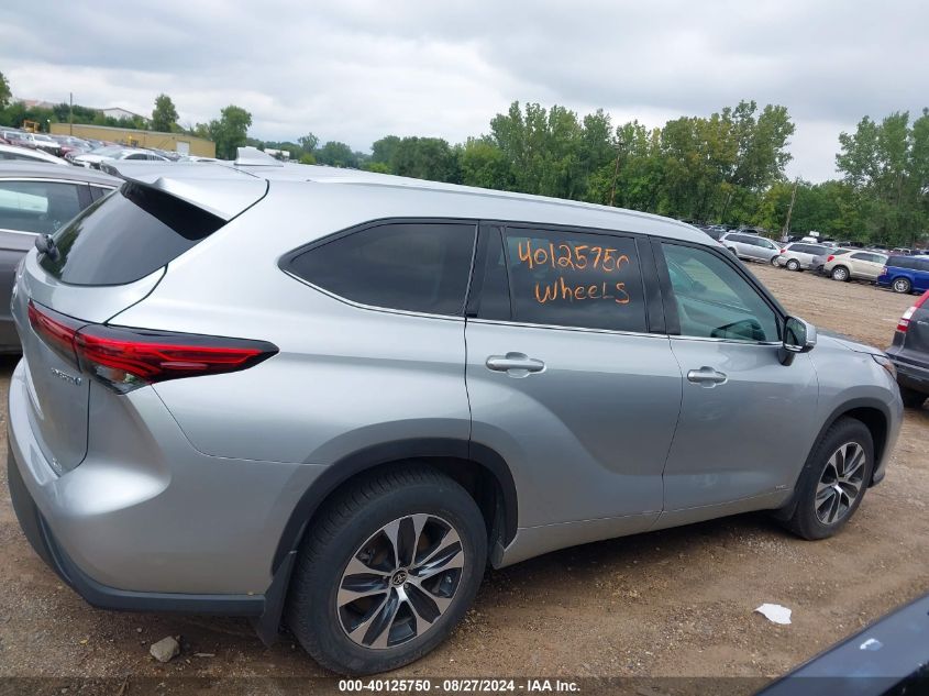 2022 Toyota Highlander Hybrid Xle VIN: 5TDGBRCH4NS559084 Lot: 40125750