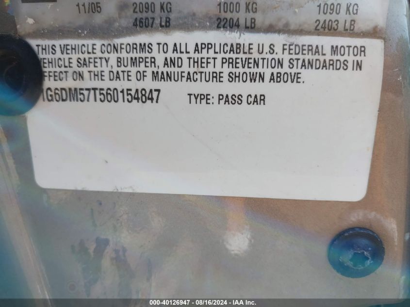 2006 Cadillac Cts Standard VIN: 1G6DM57T560154847 Lot: 40126947