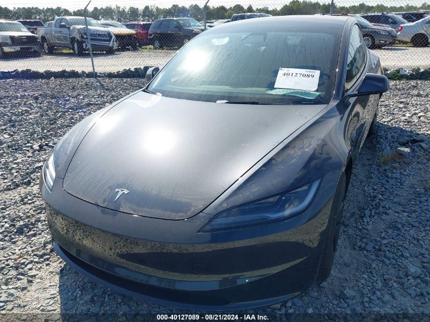 2024 Tesla Model 3 Long Range Dual Motor All-Wheel Drive VIN: 5YJ3E1EB9RF800826 Lot: 40127089