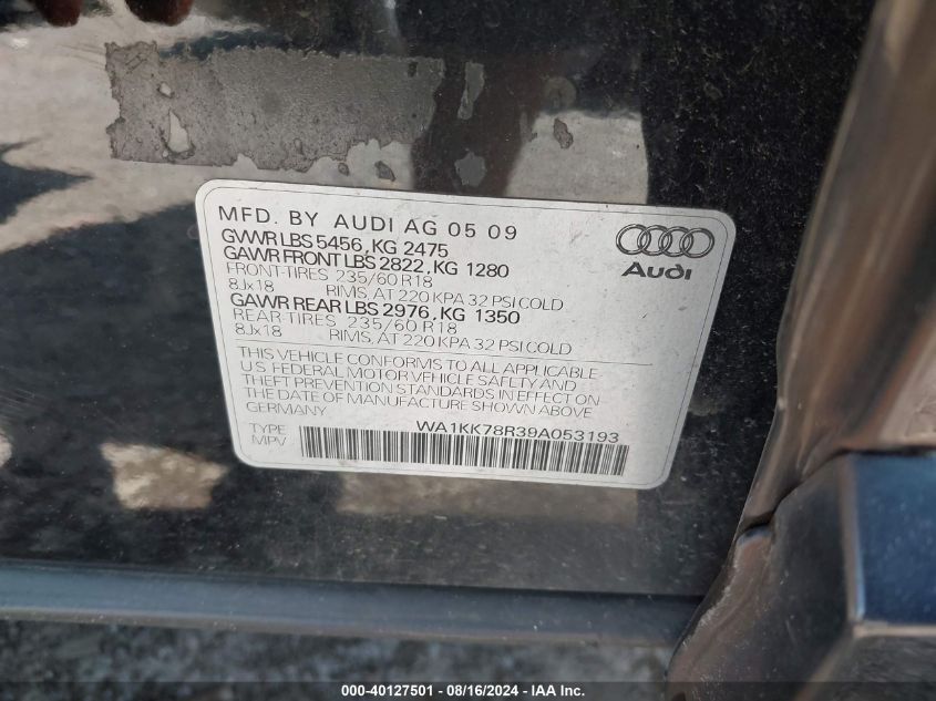 WA1KK78R39A053193 2009 Audi Q5 3.2 Premium